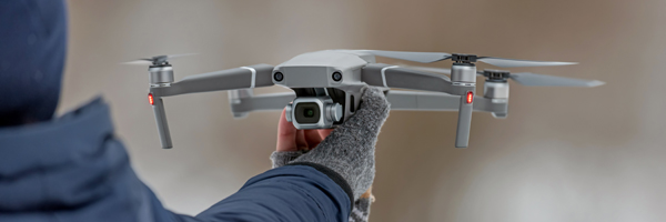 Close drone quadcopter with digital camera